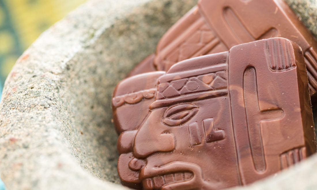 Chocolate in the shape of Maya sculptures