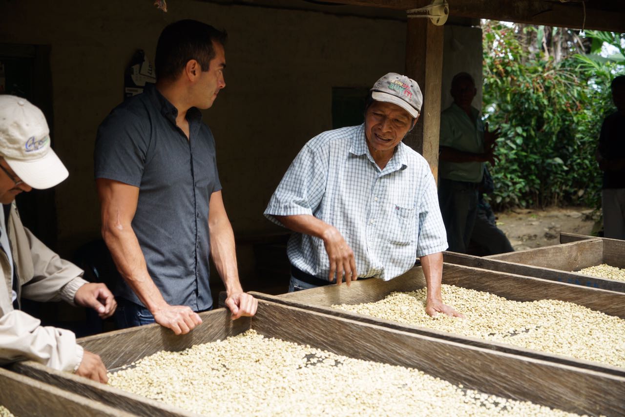 Martin Mayorga with coffee producer in northern Nicaragua