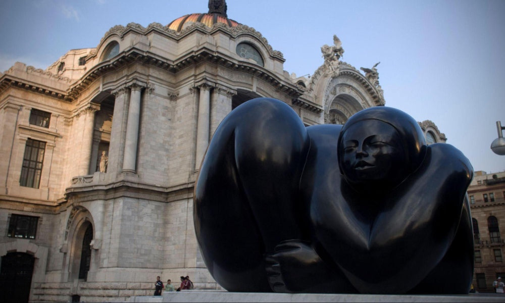 Deredia sculpture outside the Museo de Bellas Artes in Mexico City
