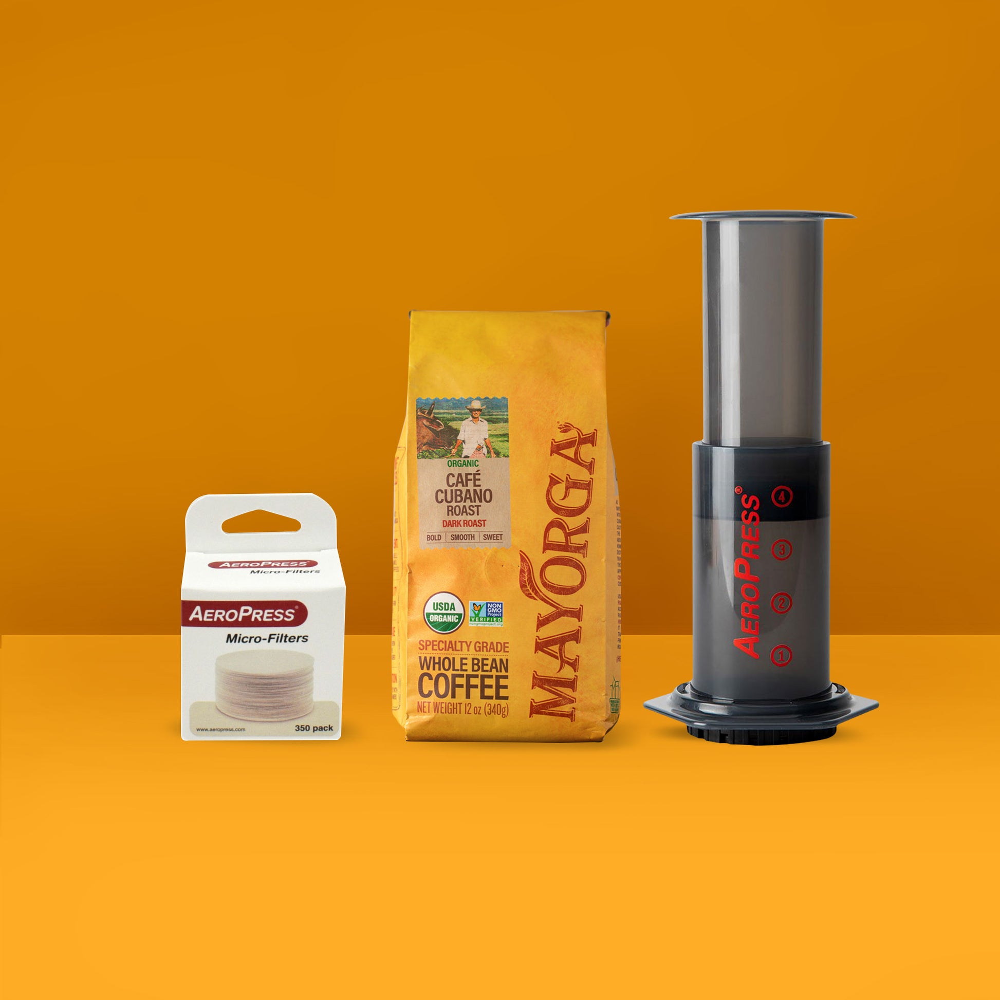 AeroPress Brew Kit 
AeroPress Micro-Filter
Cafe Cubano Roast
AeroPress Brewer 