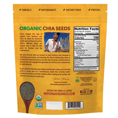 Mayorga Organics Organic Chia Seeds, back of bag 